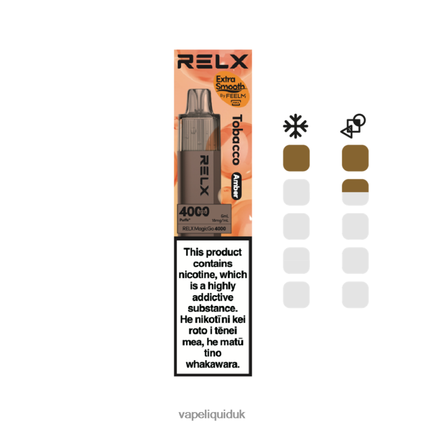 Vape UK - RELX MagicGo 4000 Disposable Vape Tobacco (Amber) X06DD05