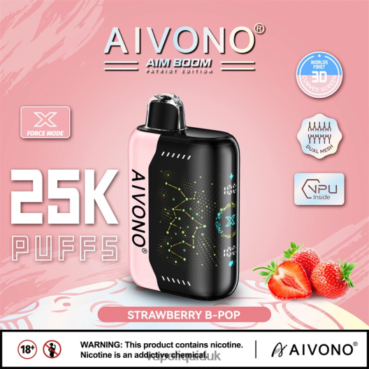 Vape Flavors UK - Aivono AIM BOOM 25000 Strawberry B-Pop 00N8Z2352