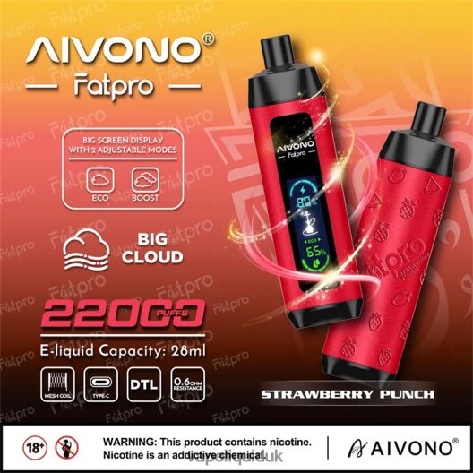 Vape Flavors UK - Aivono Fatpro 22000 Strawberry Punch 00N8Z28