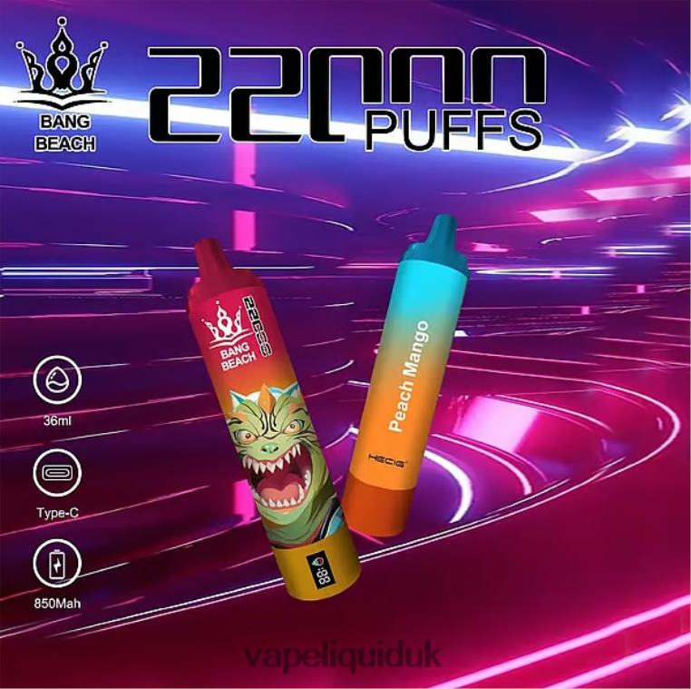 Vape Flavors UK - Bang Beach 22000 Puffs Smart Screen Peach Mango RFJZP24