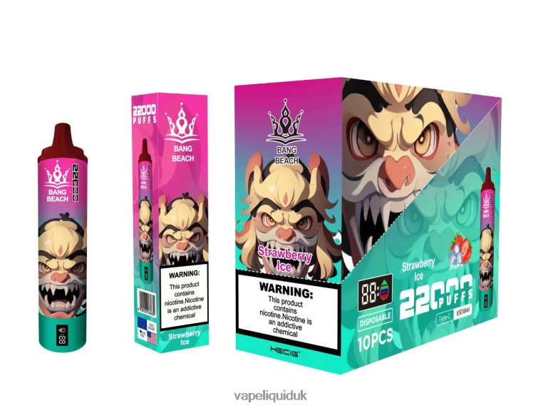 Vape Flavors UK - Bang Beach 22000 Puffs Smart Screen Strawberry Ice RFJZP20