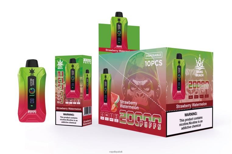 Vape Juice - Bang Beach 20000 Puffs Smart Screen Vape Strawberry Watermelon RFJZP3