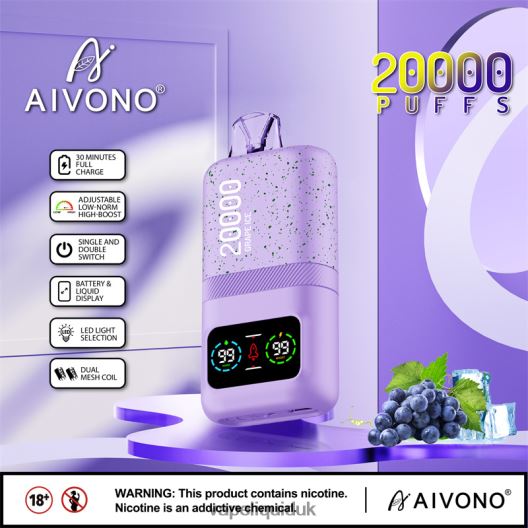 Vape Liquid - Aivono AIM magic 20000 Grape Ice 00N8Z286