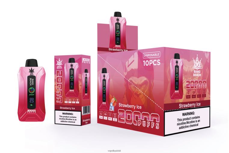 Vape Liquid - Bang Beach 20000 Puffs Smart Screen Vape Strawberry Ice RFJZP6