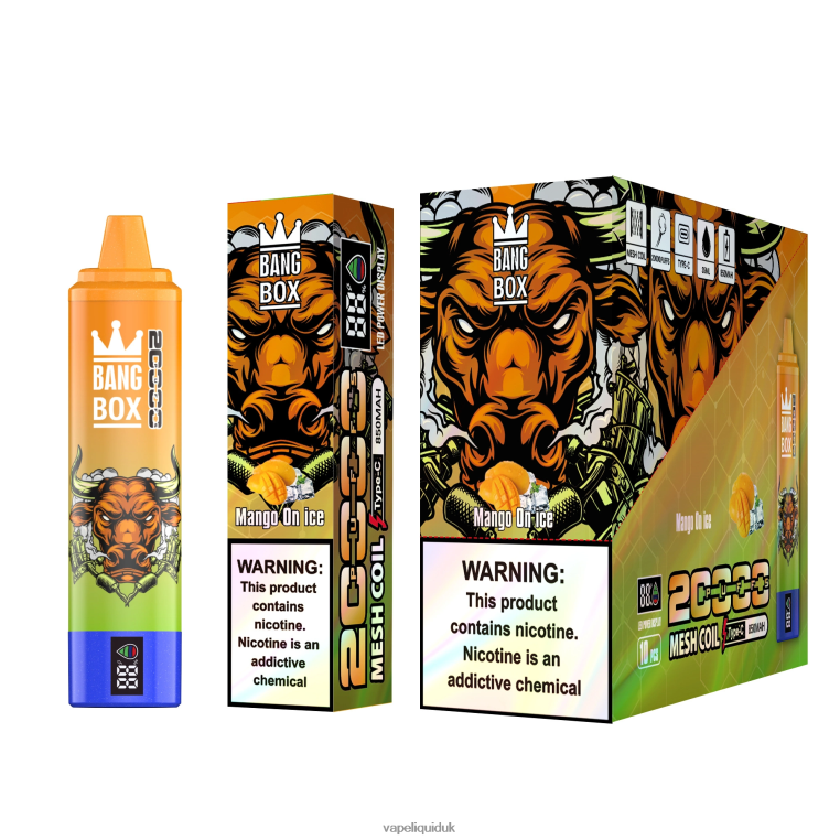 Vape Liquid - Bang Box 20000 Puffs Smart Screen Mango On Ice RFJZP54