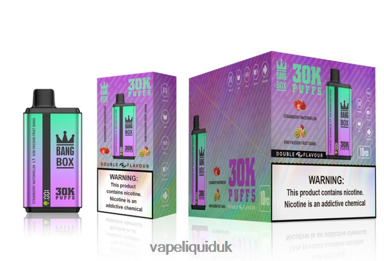 Vape Liquid - Bang Box 30000 Puffs Dual Flavors Strawberry Watermelon & Kiwi Passion Fruit Guava RFJZP70