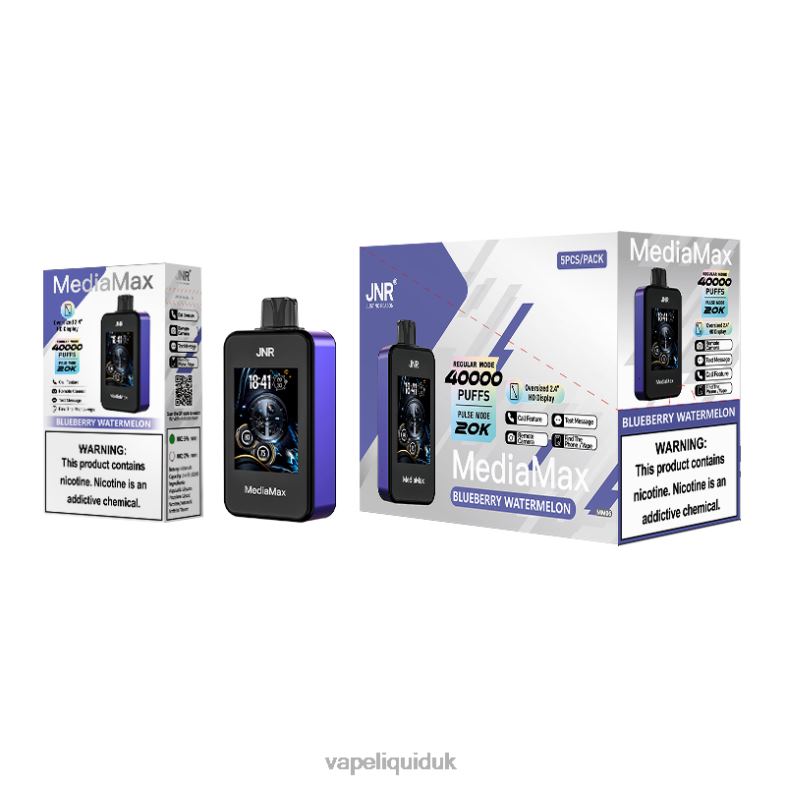 Vape Liquid - Blueberry Watermelon JNR MediaMax 40k Puff 0DPHT12