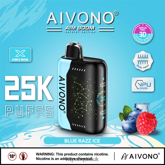 Vape UK - Aivono AIM BOOM 25000 Blue Razz Ice 00N8Z2345
