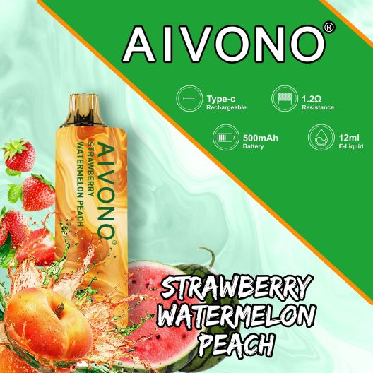 Vape Flavors UK - Aivono AIM GUN 7000 Strawberry Watermelon Peach 00N8Z2108