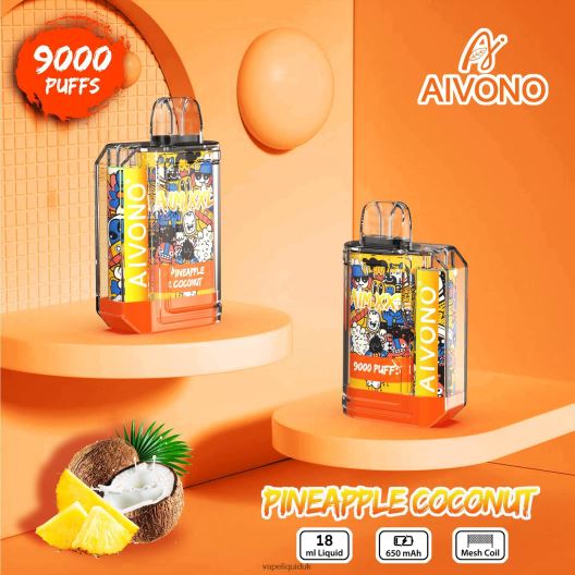 Vape Flavors UK - Aivono AIM XXL 9000 Mouth Sticker Transparent Pineapple Coconut 00N8Z252