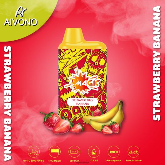 Vape UK - Aivono AIM MAGIC 5800 Mouth Box Cigarette Strawberry Banana 00N8Z293