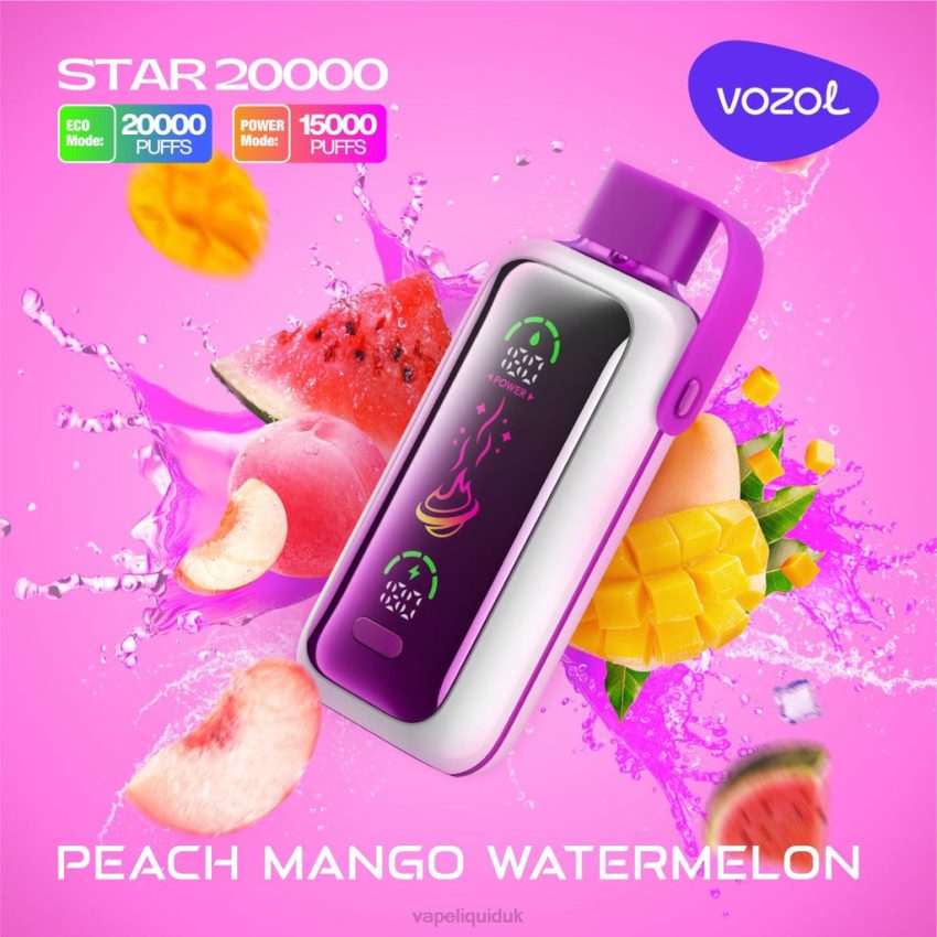 Vape UK - PEACH MANGO WATERMELON VOZOL STAR 20000 4FFT0816