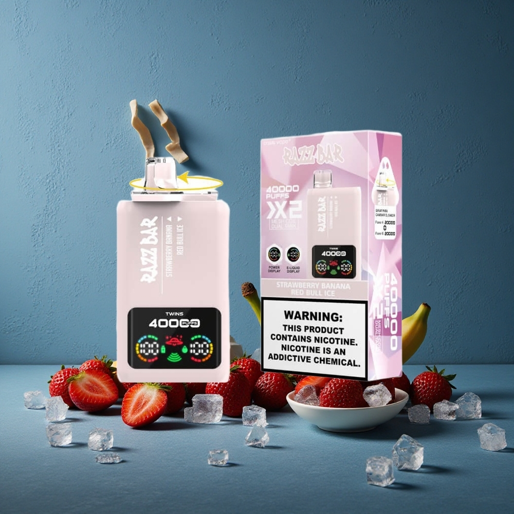 Strawberry Banana Red Bull Ice Razz Bar Dual Port 40000 Puffs