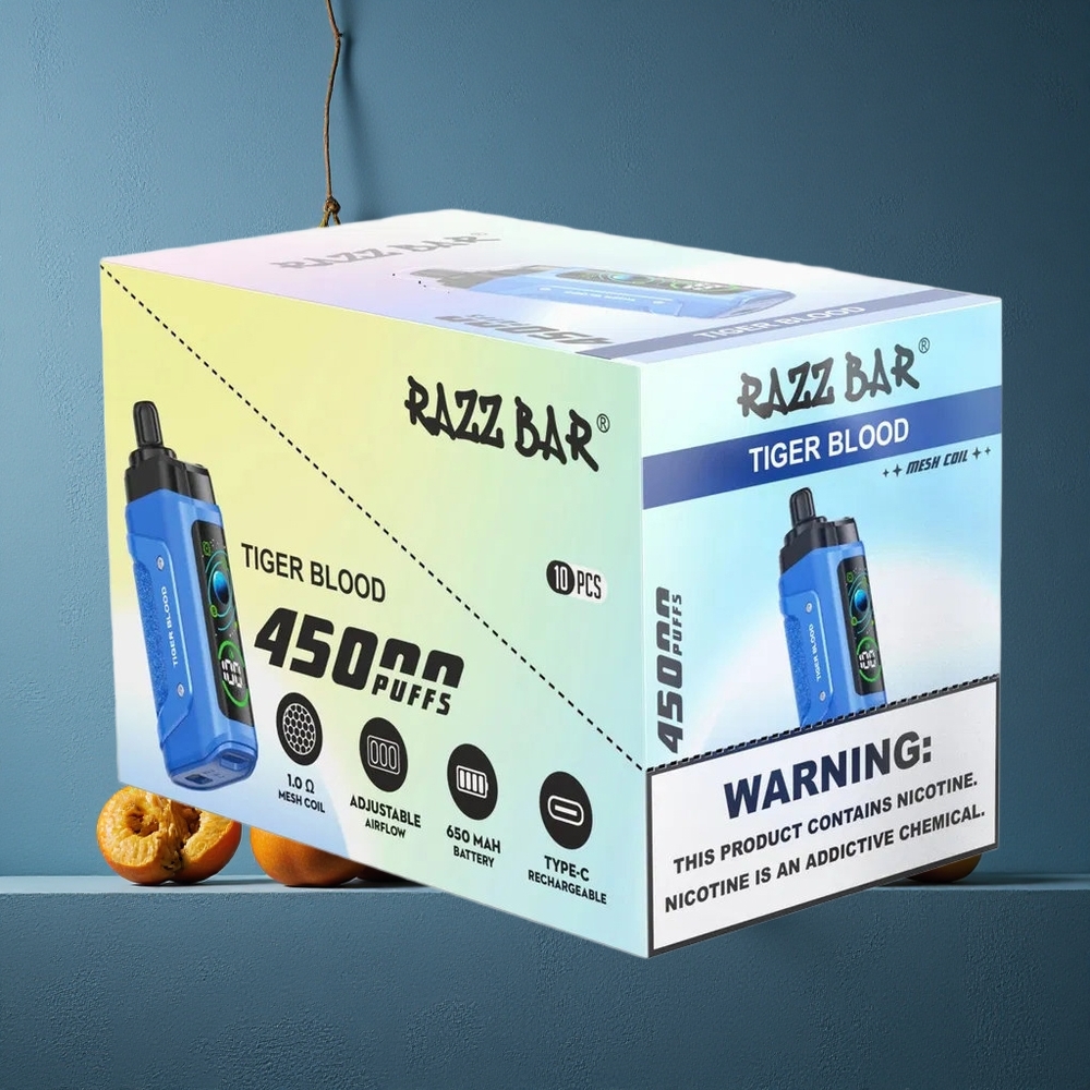 Tiger Blood Razz Bar 45000 Puffs Adjustable Airflow Disposable Vape