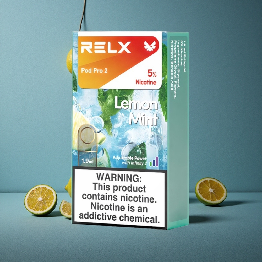 Lemon Mint Relx Pod Pro 2 1.9ml Vape Capacity 5% Nicotine