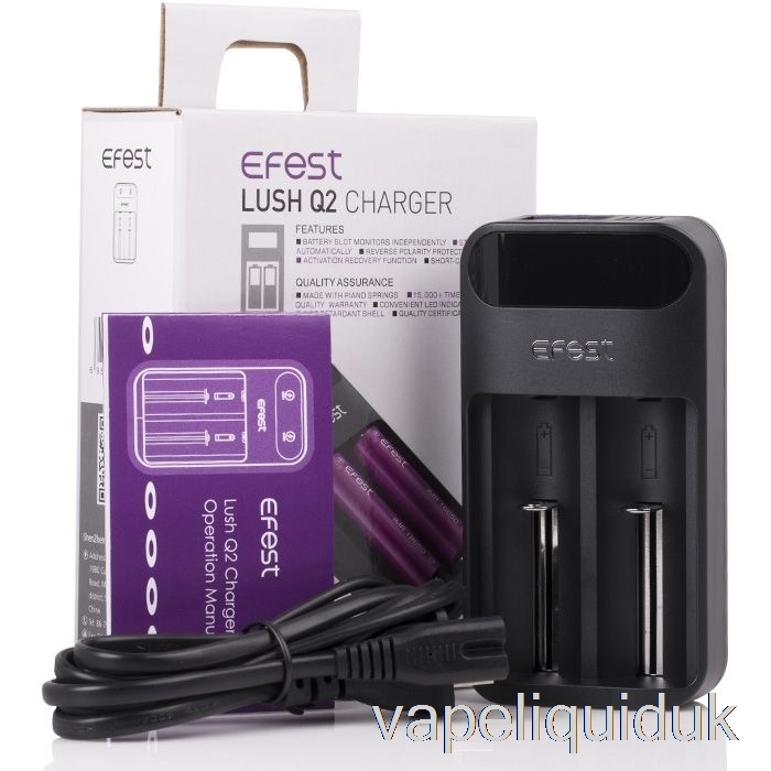 Efest LUSH Q2 2-Bay Intelligent LED Battery Charger Vape Liquid