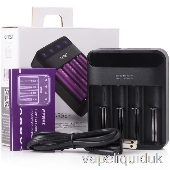 Efest LUSH Q4 4-Bay Intelligent LED Battery Charger Vape Liquid