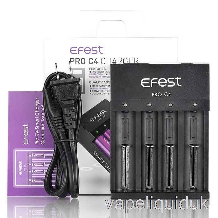 Efest PRO C4 4-Bay Smart Battery Charger Vape Juice